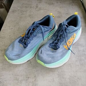 HOKA Bondi 8 Mens Sneakers Size 13.5 Wide Real Teal Blue Comfort Walking